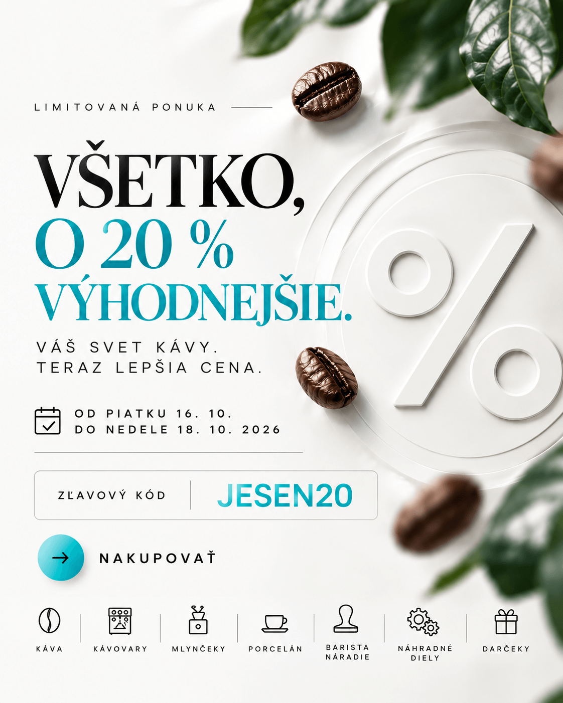Jesenná akcia CoffeeArt: Všetko o 20 % výhodnejšie! 🍂